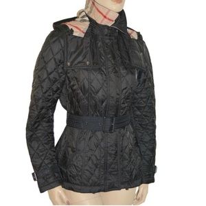 burberry short finsbridge quilted coat (BLACK M)